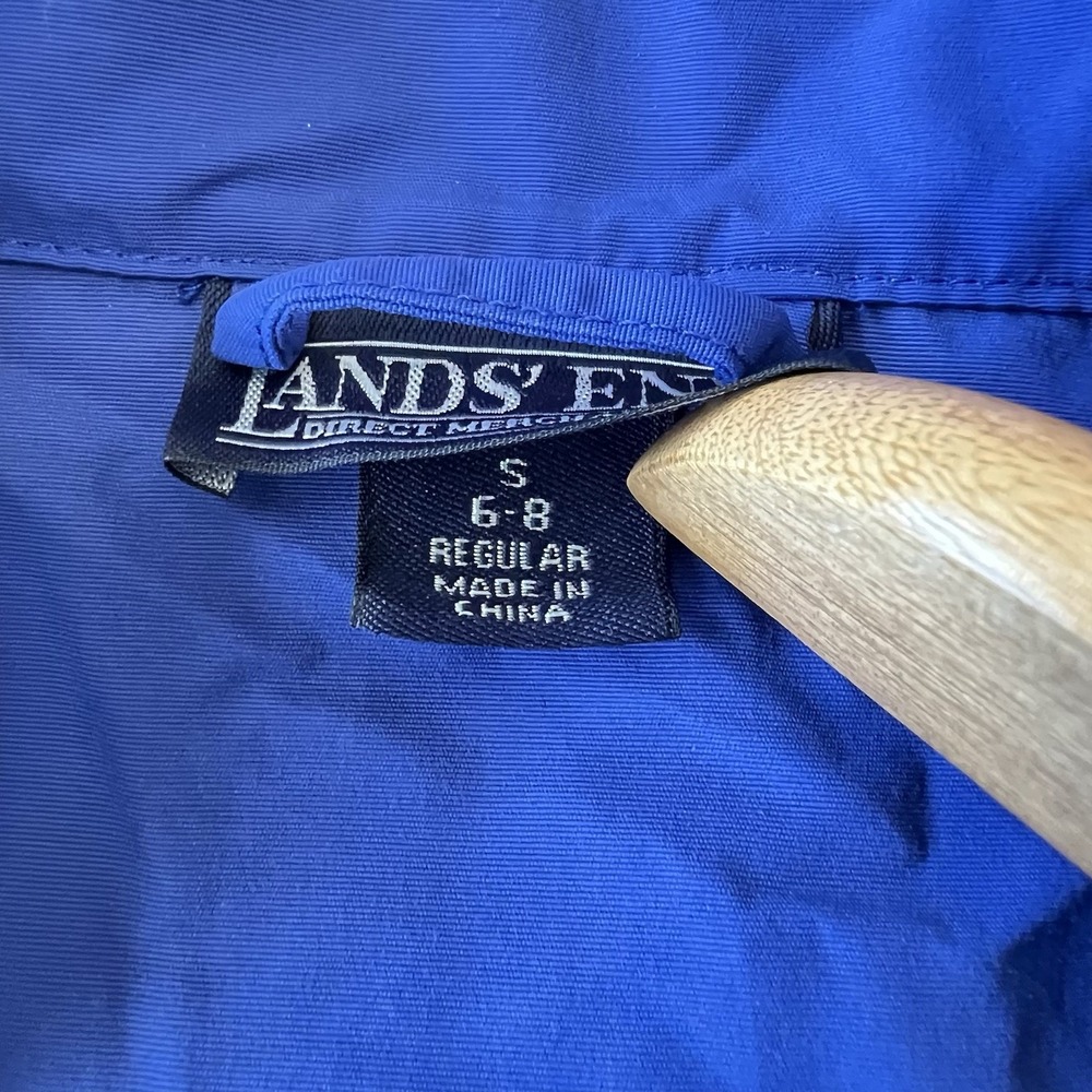 Lands' End Womens Small 6-8 Anorak Jacket Royal Blue Windbreaker Packable EUC - Picture 4 of 6